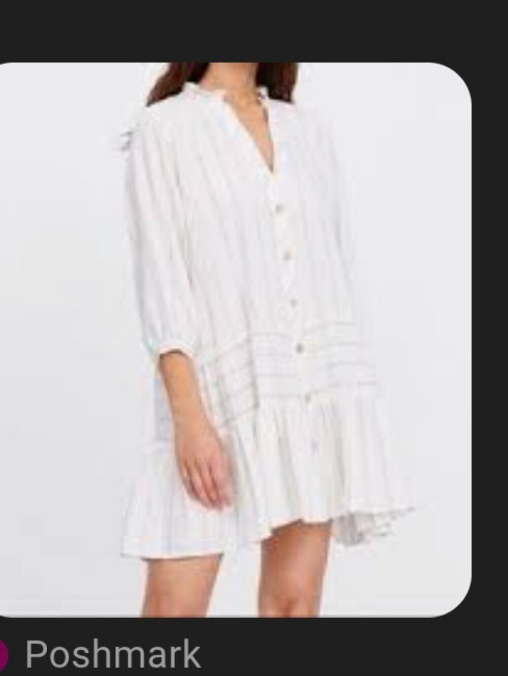 Zara White Striped Button-Front Mini Dress Tunic Medium